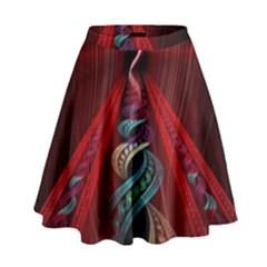 Artistic Blue Gold Red High Waist Skirt