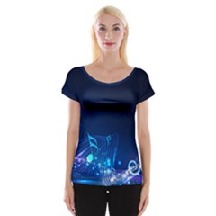 Abstract Musical Notes Purple Blue Women s Cap Sleeve Top by Mariart