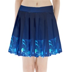 Abstract Musical Notes Purple Blue Pleated Mini Skirt by Mariart