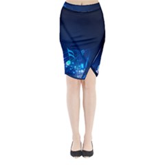 Abstract Musical Notes Purple Blue Midi Wrap Pencil Skirt by Mariart