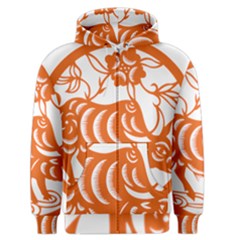 Chinese Zodiac Cow Star Orange Men s Zipper Hoodie by Mariart