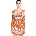 Chinese Zodiac Cow Star Orange Long Sleeve Velvet Bodycon Dress View1