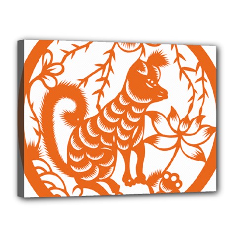 Chinese Zodiac Dog Star Orange Canvas 16  X 12  by Mariart