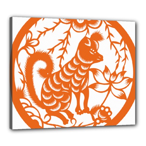 Chinese Zodiac Dog Star Orange Canvas 24  X 20  by Mariart