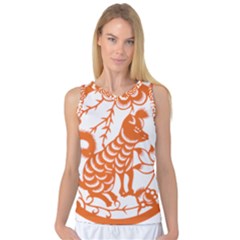 Chinese Zodiac Dog Star Orange Women s Basketball Tank Top by Mariart