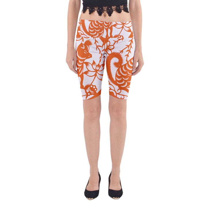 Chinese Zodiac Dog Star Orange Yoga Cropped Leggings