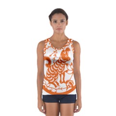 Chinese Zodiac Dog Star Orange Women s Sport Tank Top  by Mariart