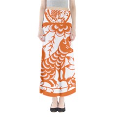 Chinese Zodiac Dog Star Orange Maxi Skirts by Mariart