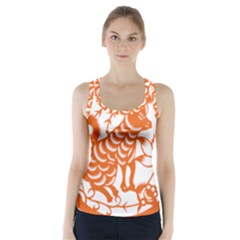 Chinese Zodiac Dog Star Orange Racer Back Sports Top by Mariart