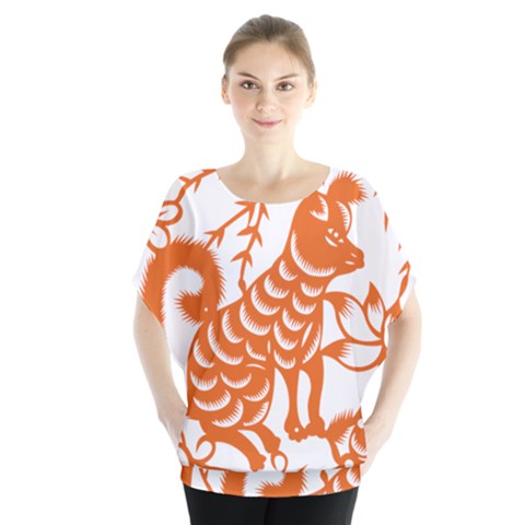 Chinese Zodiac Dog Star Orange Blouse by Mariart