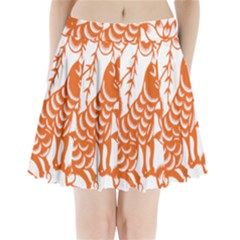 Chinese Zodiac Dog Star Orange Pleated Mini Skirt by Mariart