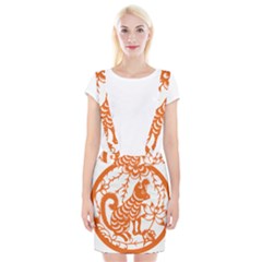 Chinese Zodiac Dog Star Orange Braces Suspender Skirt by Mariart