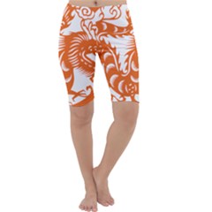 Chinese Zodiac Dragon Star Orange Cropped Leggings  by Mariart