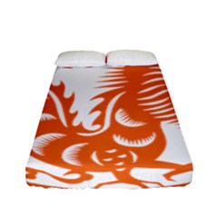 Chinese Zodiac Dragon Star Orange Fitted Sheet (full/ Double Size) by Mariart