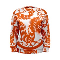 Chinese Zodiac Dragon Star Orange Women s Sweatshirt by Mariart