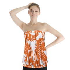 Chinese Zodiac Dragon Star Orange Strapless Top by Mariart