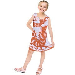 Chinese Zodiac Dragon Star Orange Kids  Tunic Dress by Mariart