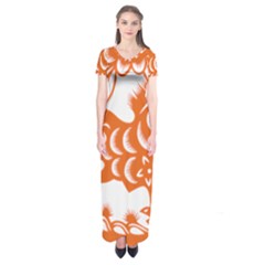 Chinese Zodiac Horoscope Horse Zhorse Star Orangeicon Short Sleeve Maxi Dress