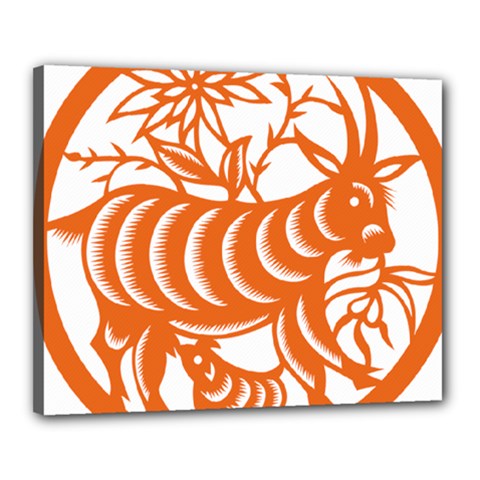 Chinese Zodiac Goat Star Orange Canvas 20  X 16  by Mariart