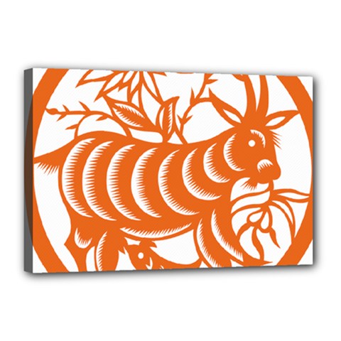 Chinese Zodiac Goat Star Orange Canvas 18  X 12  by Mariart