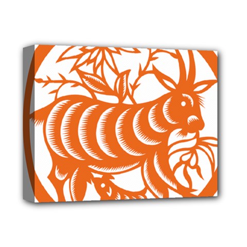 Chinese Zodiac Goat Star Orange Deluxe Canvas 14  X 11  by Mariart