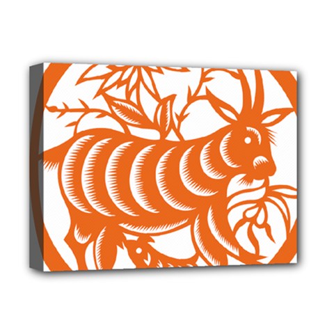 Chinese Zodiac Goat Star Orange Deluxe Canvas 16  X 12   by Mariart