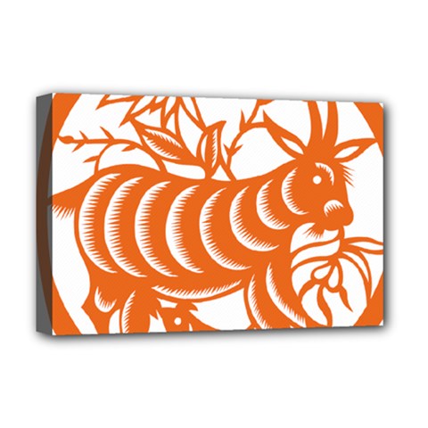 Chinese Zodiac Goat Star Orange Deluxe Canvas 18  X 12   by Mariart