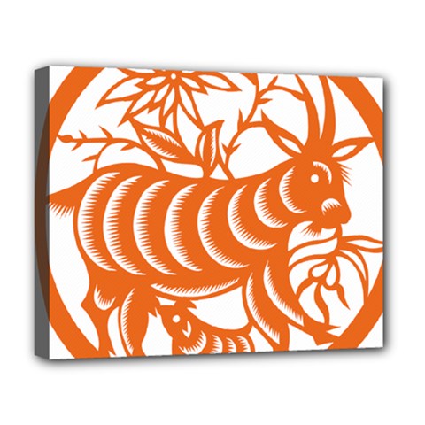 Chinese Zodiac Goat Star Orange Deluxe Canvas 20  X 16   by Mariart