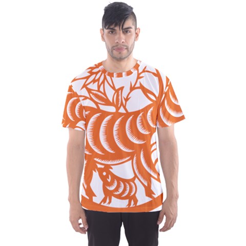 Chinese Zodiac Goat Star Orange Men s Sport Mesh Tee by Mariart