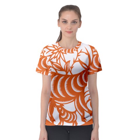 Chinese Zodiac Goat Star Orange Women s Sport Mesh Tee by Mariart