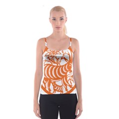 Chinese Zodiac Goat Star Orange Spaghetti Strap Top by Mariart