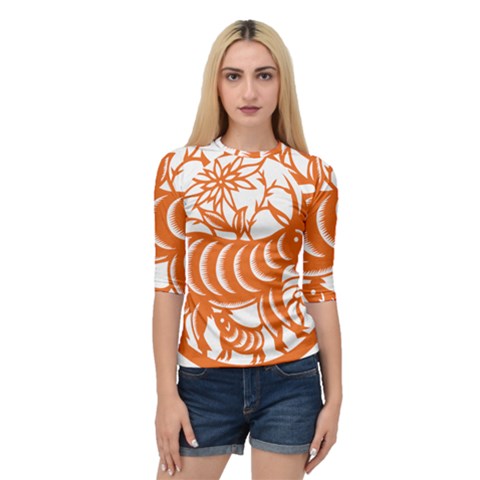 Chinese Zodiac Goat Star Orange Quarter Sleeve Tee by Mariart