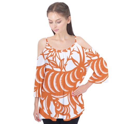 Chinese Zodiac Goat Star Orange Flutter Tees by Mariart