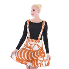 Chinese Zodiac Goat Star Orange Suspender Skater Skirt