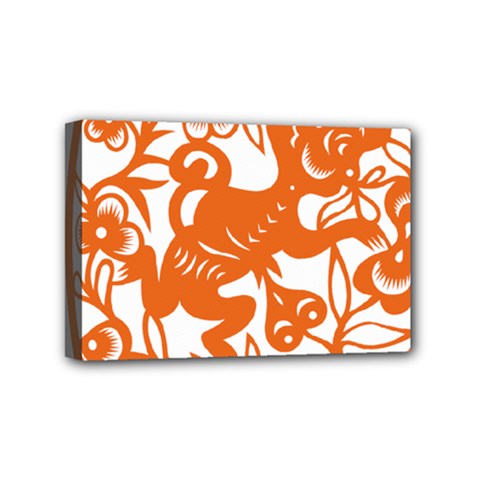 Chinese Zodiac Horoscope Monkey Star Orange Mini Canvas 6  X 4  by Mariart