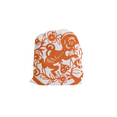 Chinese Zodiac Horoscope Monkey Star Orange Drawstring Pouches (small)  by Mariart