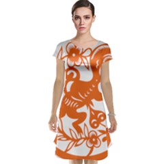 Chinese Zodiac Horoscope Monkey Star Orange Cap Sleeve Nightdress by Mariart