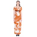 Chinese Zodiac Horoscope Monkey Star Orange Short Sleeve Maxi Dress View1