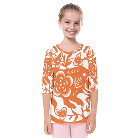 Chinese Zodiac Horoscope Pig Star Orange Kids  Quarter Sleeve Raglan Tee by Mariart