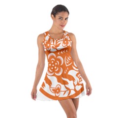 Chinese Zodiac Horoscope Pig Star Orange Cotton Racerback Dress by Mariart