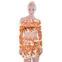 Chinese Zodiac Horoscope Pig Star Orange Off Shoulder Top with Skirt Set View1