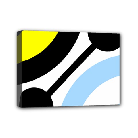 Circle Line Chevron Wave Black Blue Yellow Gray White Mini Canvas 7  X 5  by Mariart