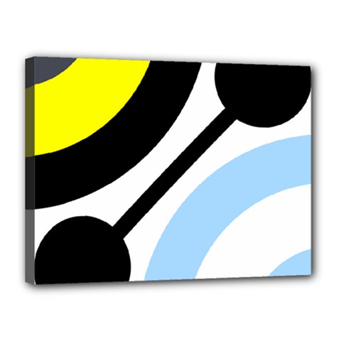 Circle Line Chevron Wave Black Blue Yellow Gray White Canvas 16  X 12  by Mariart