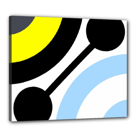 Circle Line Chevron Wave Black Blue Yellow Gray White Canvas 24  X 20  by Mariart