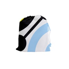 Circle Line Chevron Wave Black Blue Yellow Gray White Drawstring Pouches (medium)  by Mariart