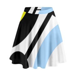 Circle Line Chevron Wave Black Blue Yellow Gray White High Waist Skirt by Mariart