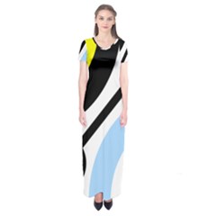 Circle Line Chevron Wave Black Blue Yellow Gray White Short Sleeve Maxi Dress by Mariart