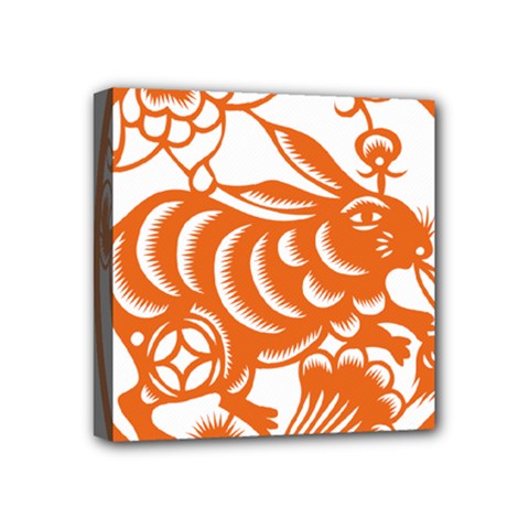 Chinese Zodiac Horoscope Rabbit Star Orange Mini Canvas 4  X 4  by Mariart