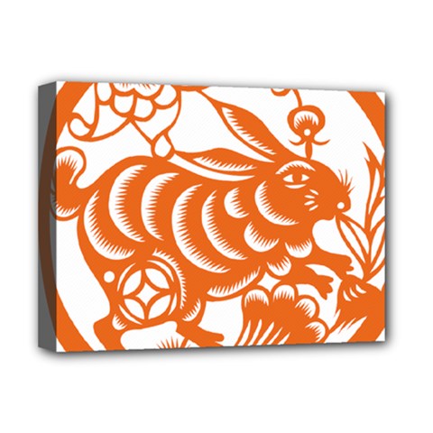 Chinese Zodiac Horoscope Rabbit Star Orange Deluxe Canvas 16  X 12   by Mariart