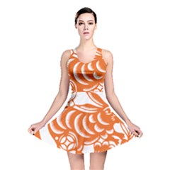 Chinese Zodiac Horoscope Rabbit Star Orange Reversible Skater Dress by Mariart